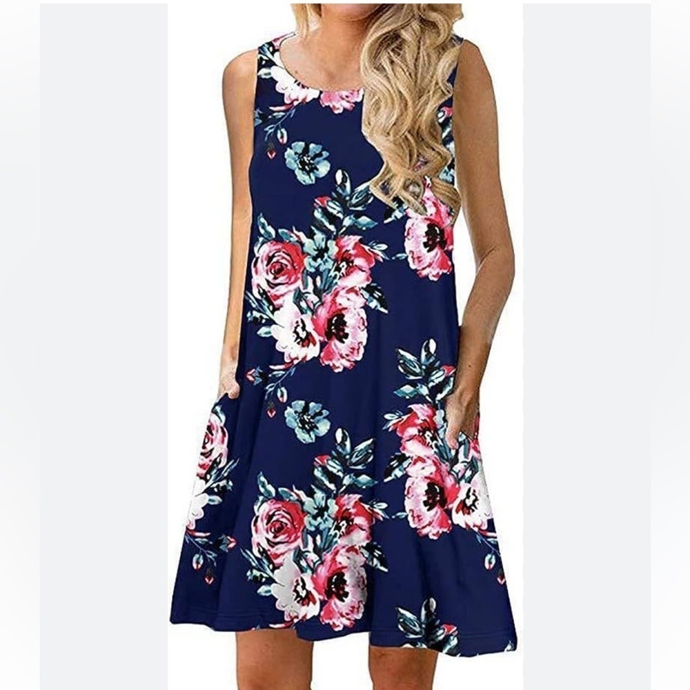 Bishuige Sleeveless Floral Dress Size M